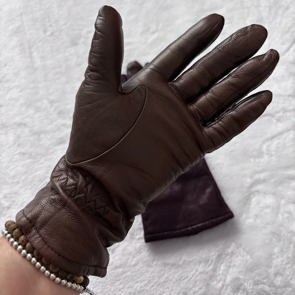 FOWNES Vintage Thinsulate Brown Leather Gloves--6.5